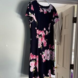 Jessica Howard Navy Dress with Pink Floral Accents